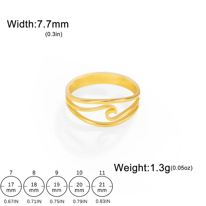 Ocean Wave Ring in Gold