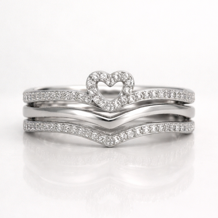 Shining Love Wish Bone Stacking Rings