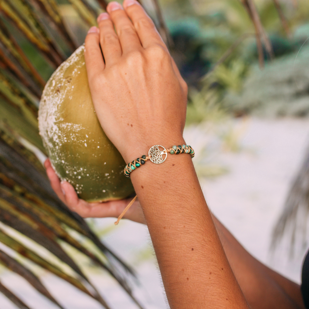 African Turquoise &amp; Tree of Life Bracelet