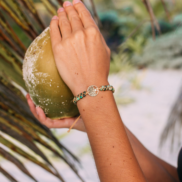 African Turquoise &amp; Tree of Life Bracelet
