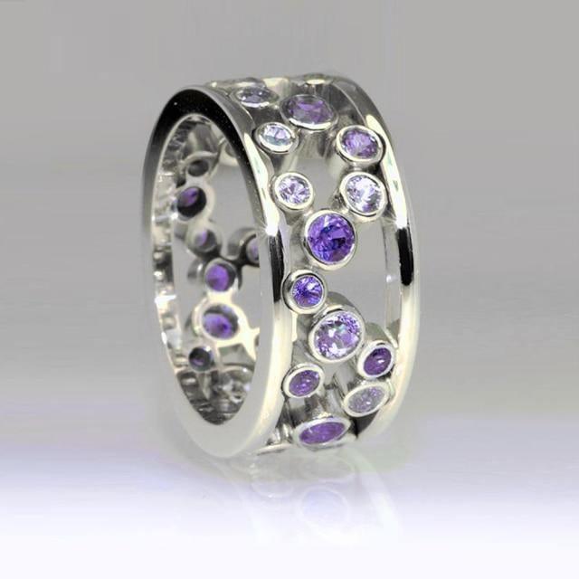 Hollow Blue Crystal Statement Ring