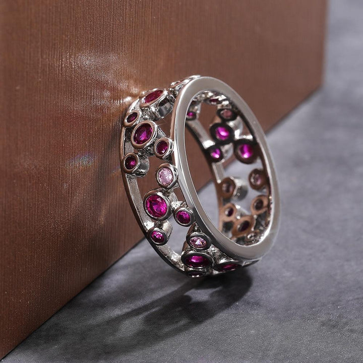 Hollow Blue Crystal Statement Ring