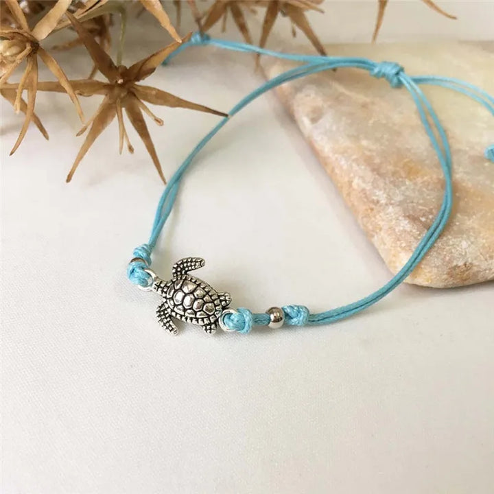 Sea Turtle Leather Anklet Bracelet