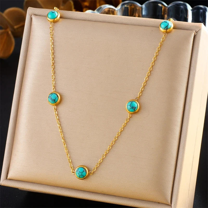 Turquoise Dreams Golden Jewelry Set