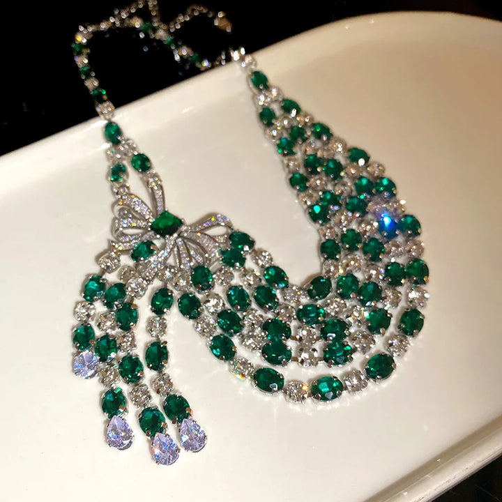 Vintage Bow Diamond Pendant Necklace