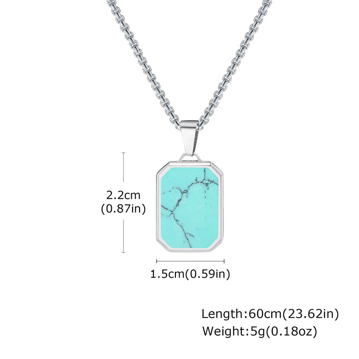 Turquoise Stone Pendant Necklace Set
