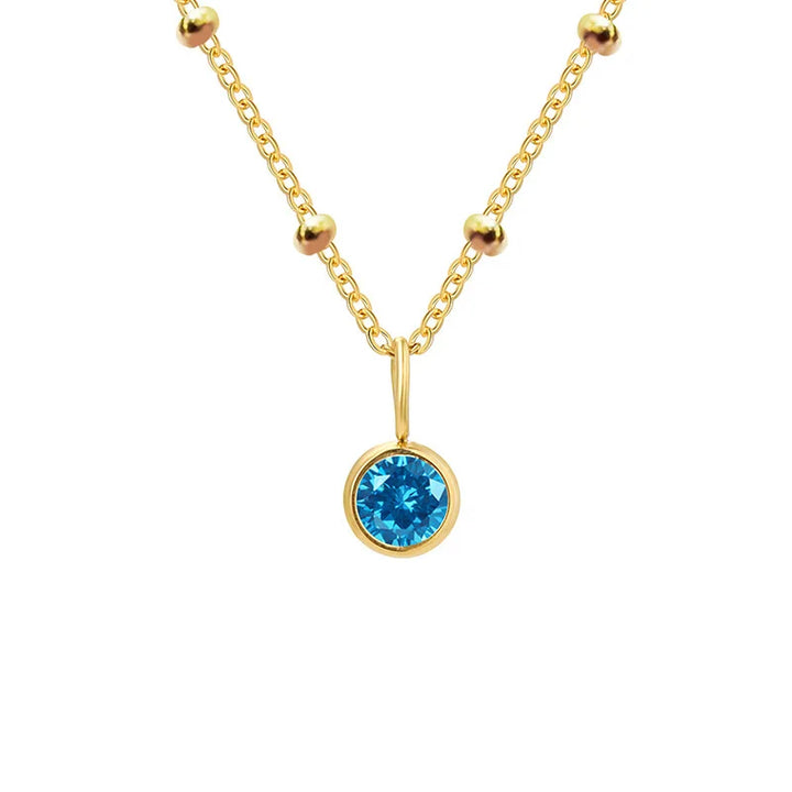 Dainty Birthstone Necklace with Beaded Chain
