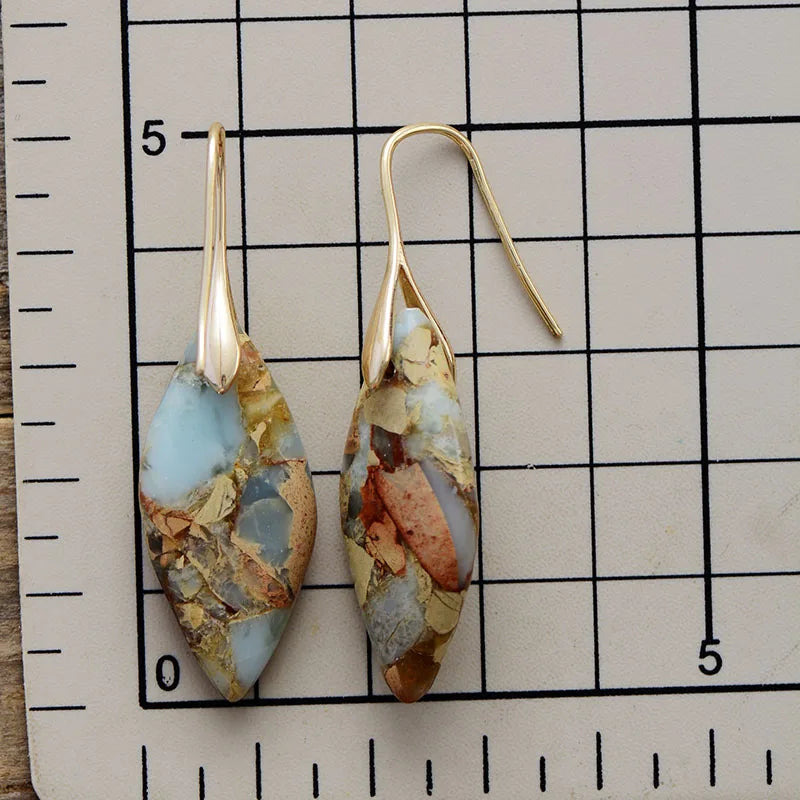 Earthy Jasper &amp; Gold Teardrop Earrings