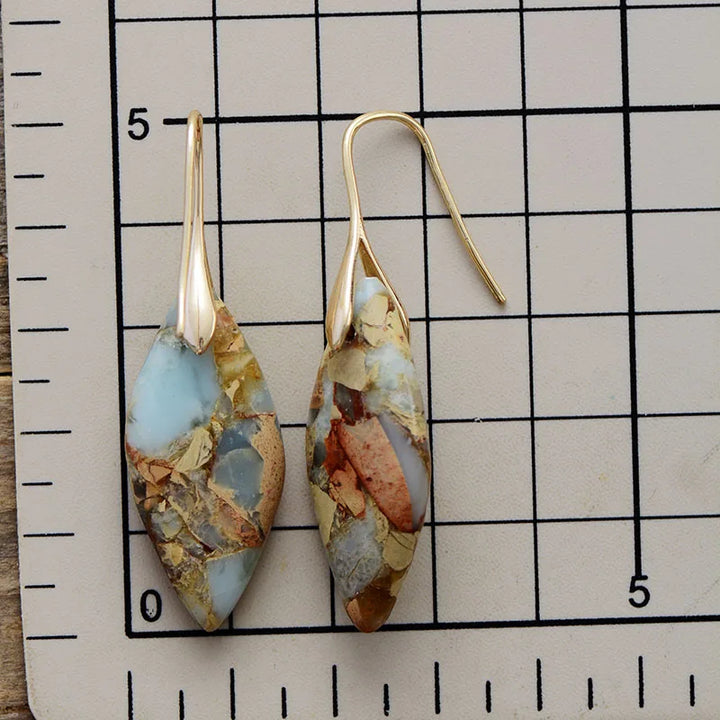 Earthy Jasper &amp; Gold Teardrop Earrings