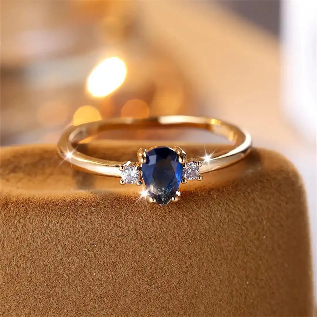 Minimalist Pear Cut Royal Sapphire Ring