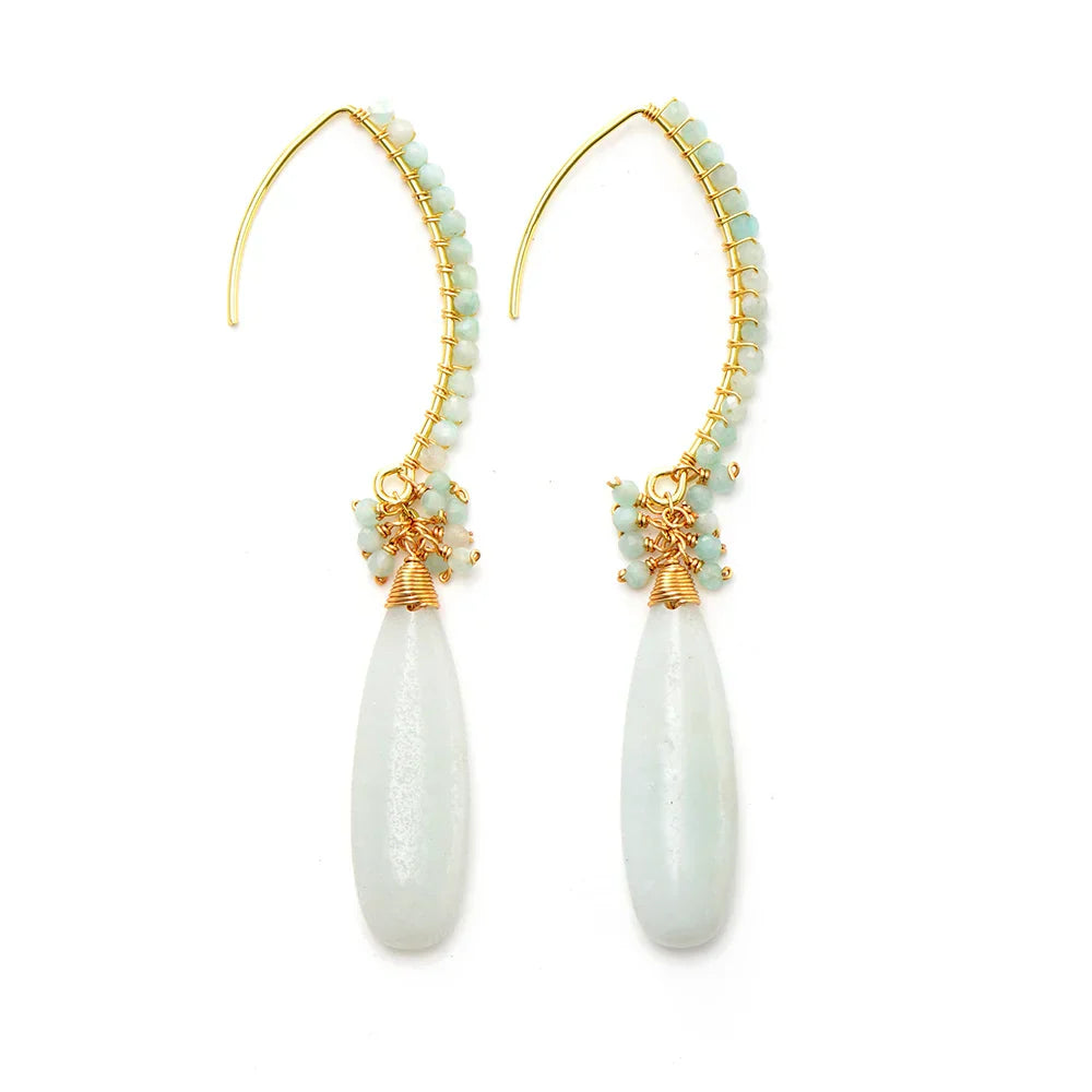 Elegant Amazonite &amp; Gold Drop Earrings