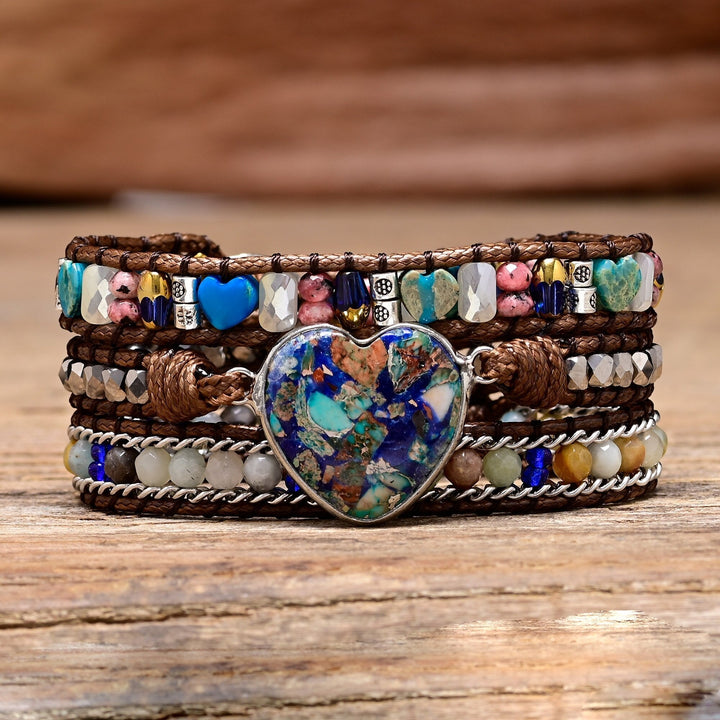 Blue Heart Calcite &amp; Amazonite Bracelet