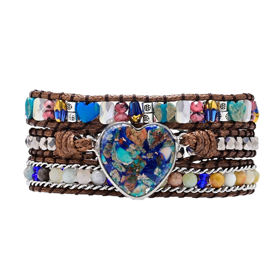 Blue Heart Calcite &amp; Amazonite Bracelet