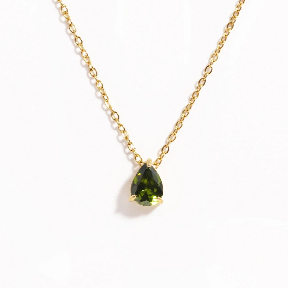 Crystal Teardrop Birthstone Necklace