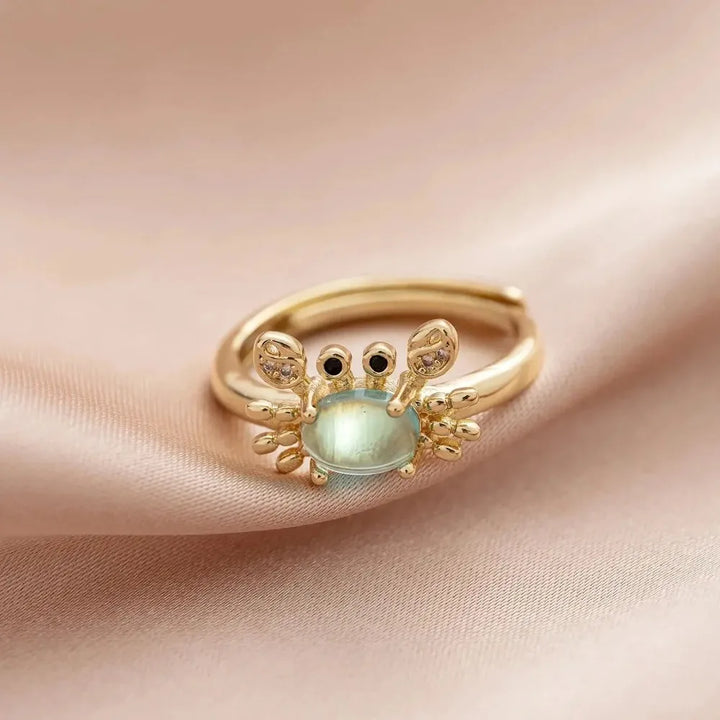 Ocean Crab Ring with Aquamarine Crystal