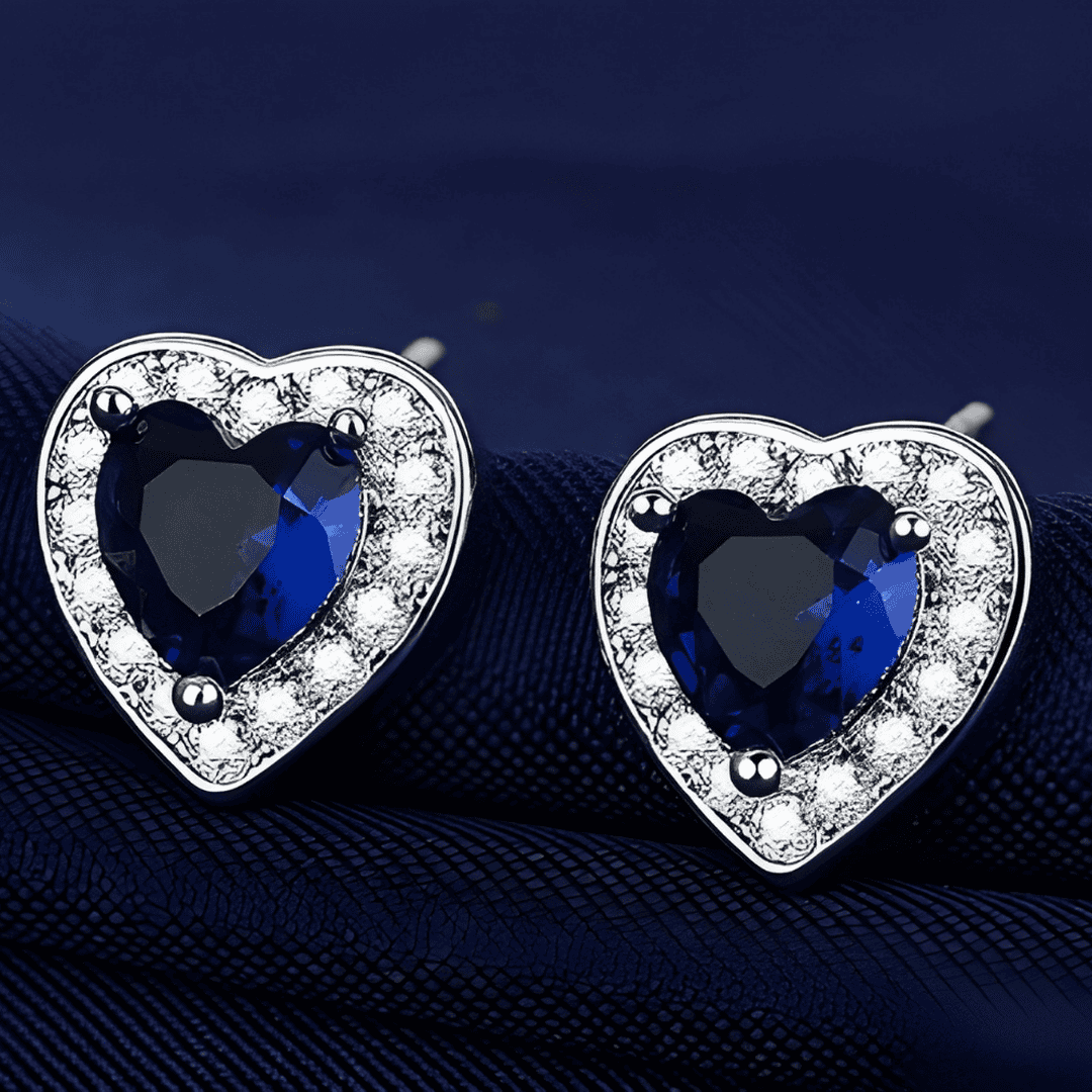 Sapphire Heart Stud Earrings Earrings