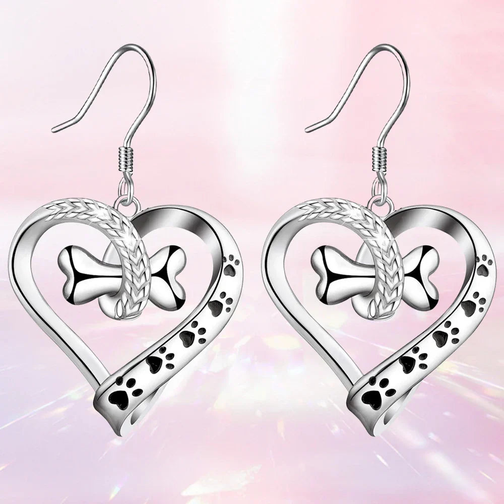 2-Piece Jewelry Set with Paw, Heart &amp; Bone Charms