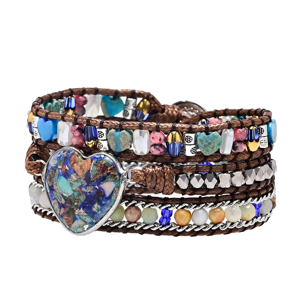 Blue Heart Calcite &amp; Amazonite Bracelet