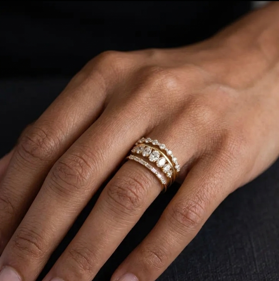 Vintage Elegant Zirconia Ring Set