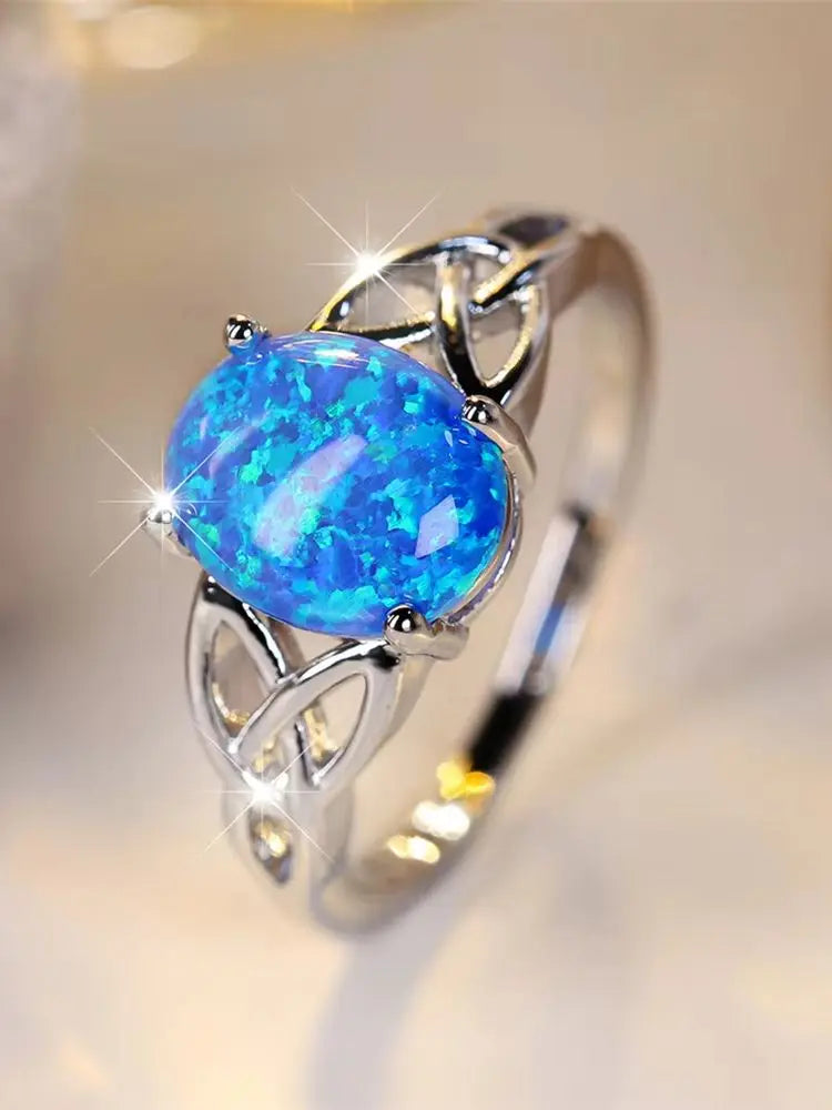 Blue Opal Vintage Silver Ring