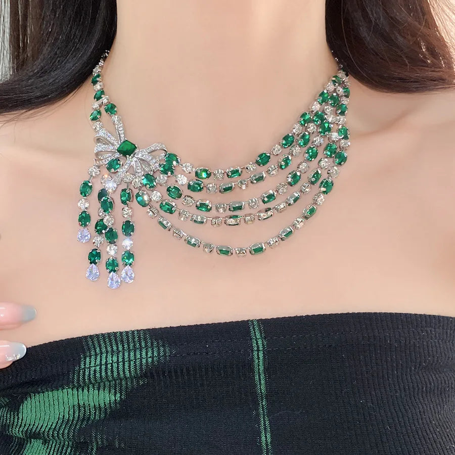 Vintage Bow Diamond Pendant Necklace