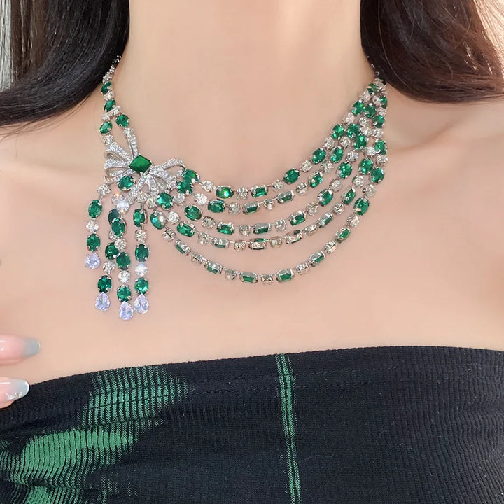 Vintage Bow Diamond Pendant Necklace