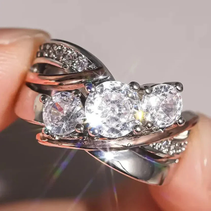 Three Dimensional Gold and Silver Zirconia Ring