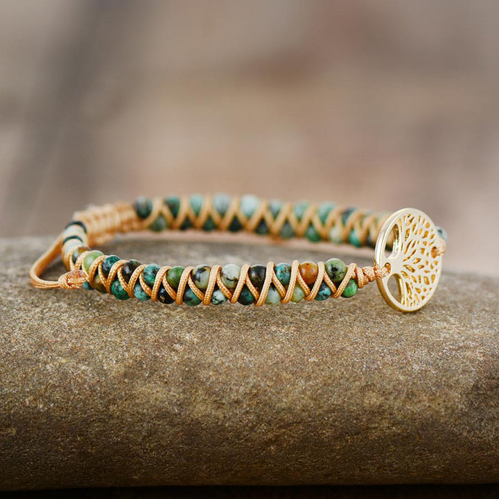 African Turquoise &amp; Tree of Life Bracelet