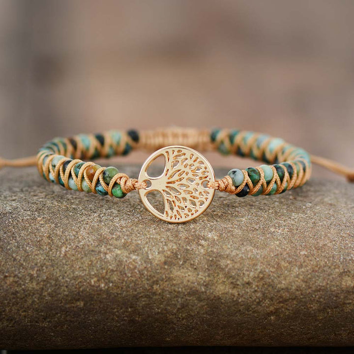 African Turquoise &amp; Tree of Life Bracelet