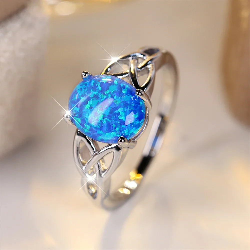 Blue Opal Vintage Silver Ring
