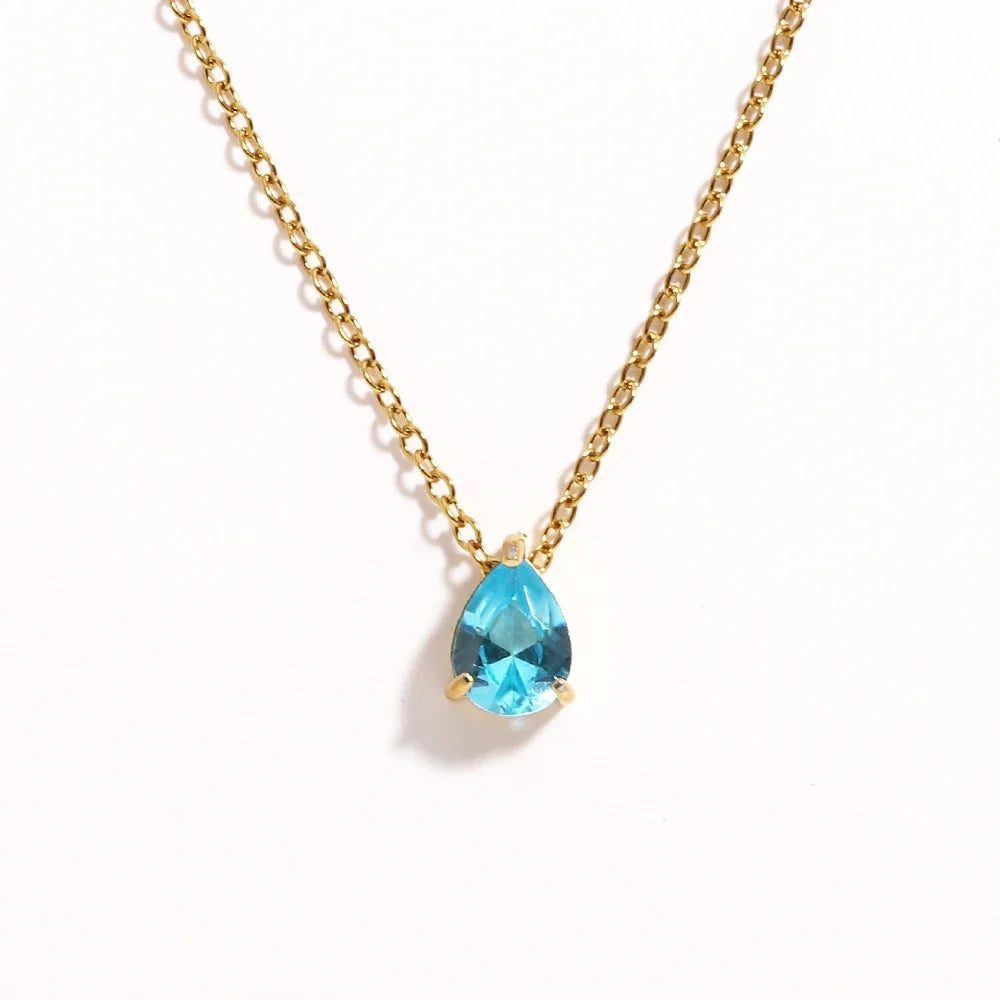 Crystal Teardrop Birthstone Necklace