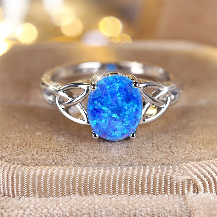 Blue Opal Vintage Silver Ring
