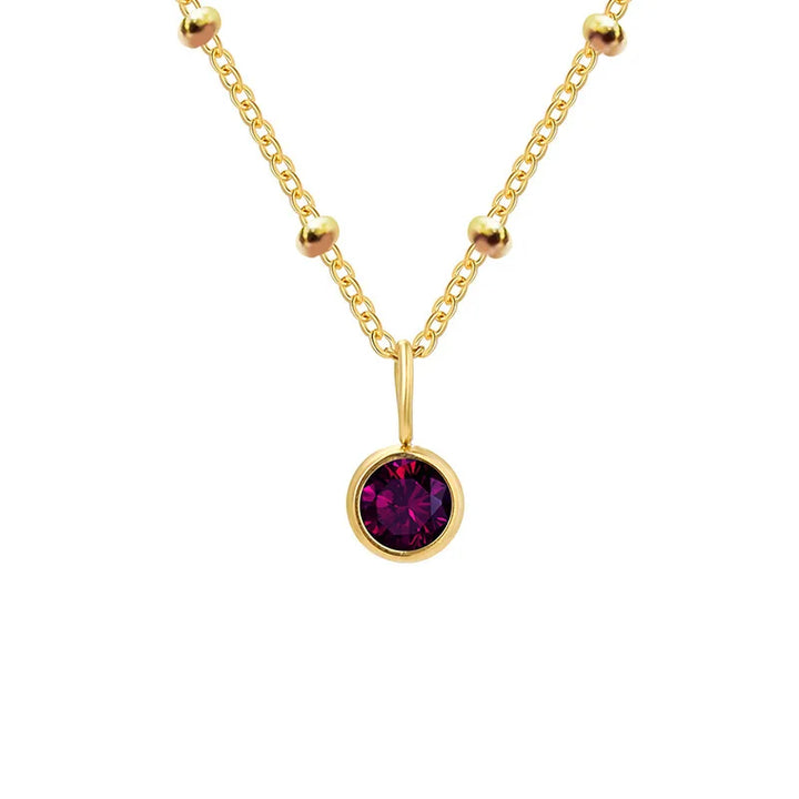 Dainty Birthstone Necklace with Beaded Chain