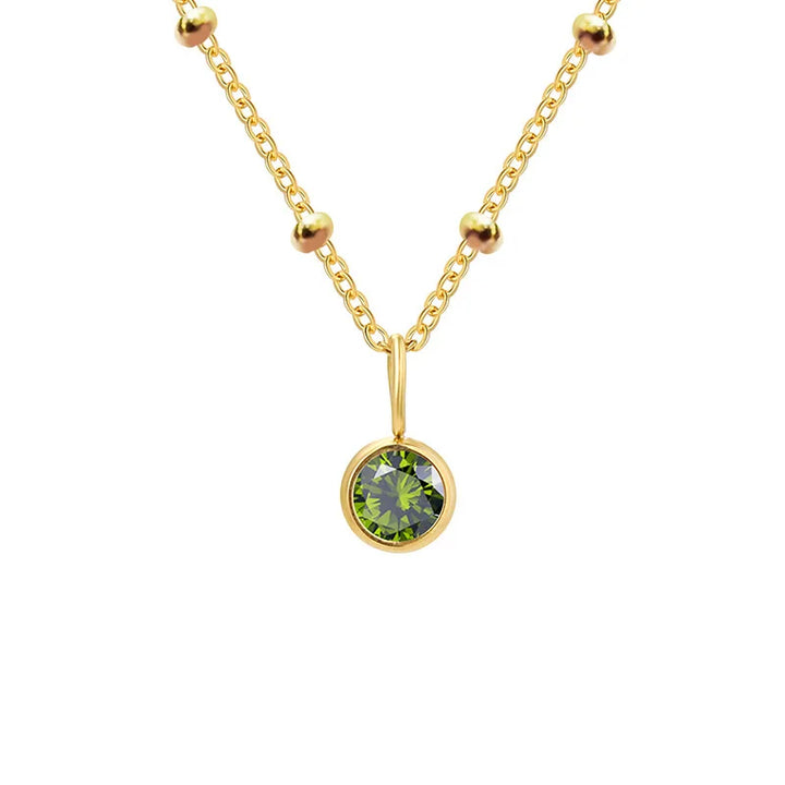 Dainty Birthstone Necklace with Beaded Chain