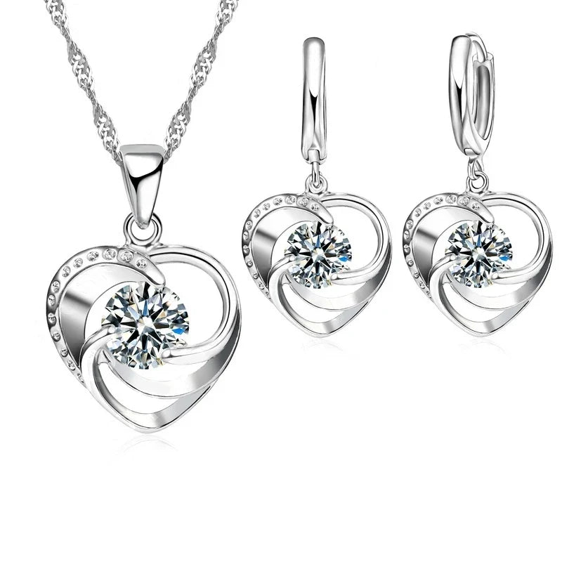 Timeless Heart Necklace and Earrings Set