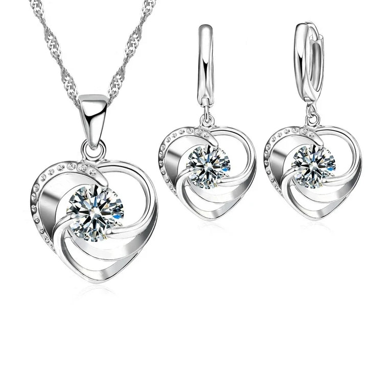 Timeless Heart Necklace and Earrings Set