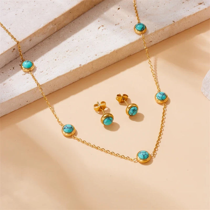Turquoise Dreams Golden Jewelry Set