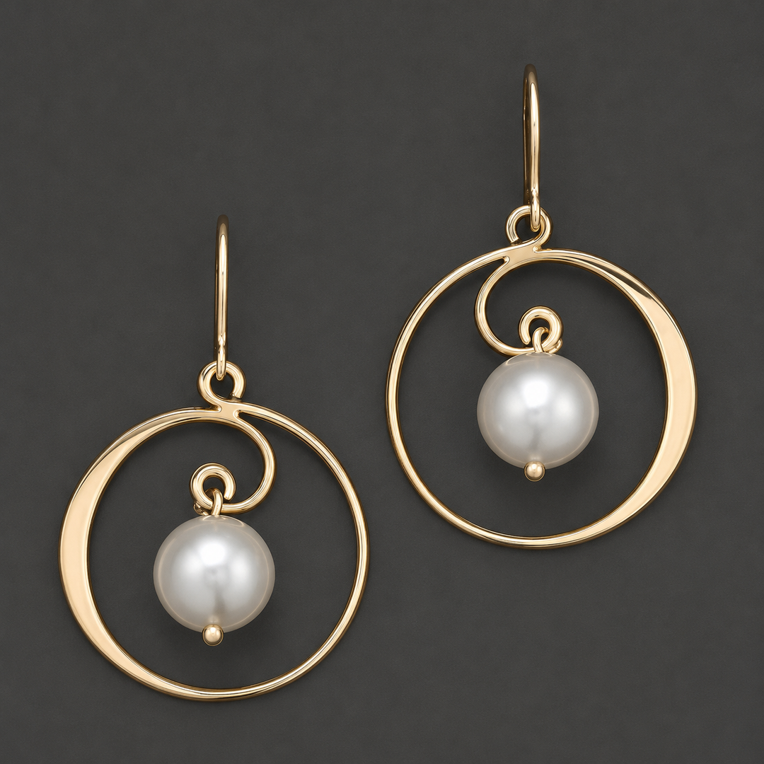Vintage Hoop &amp; Pearl Golden Earrings