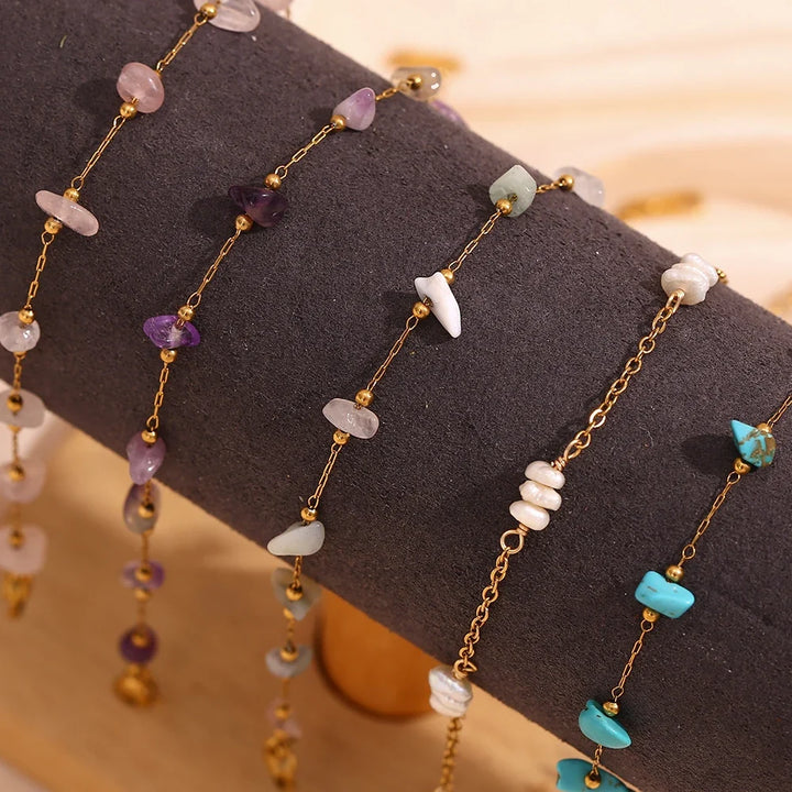 Natural Stone Gold Anklet
