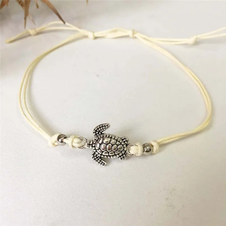 Sea Turtle Leather Anklet Bracelet