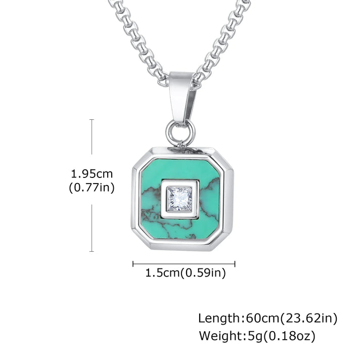 Turquoise Stone Pendant Necklace Set