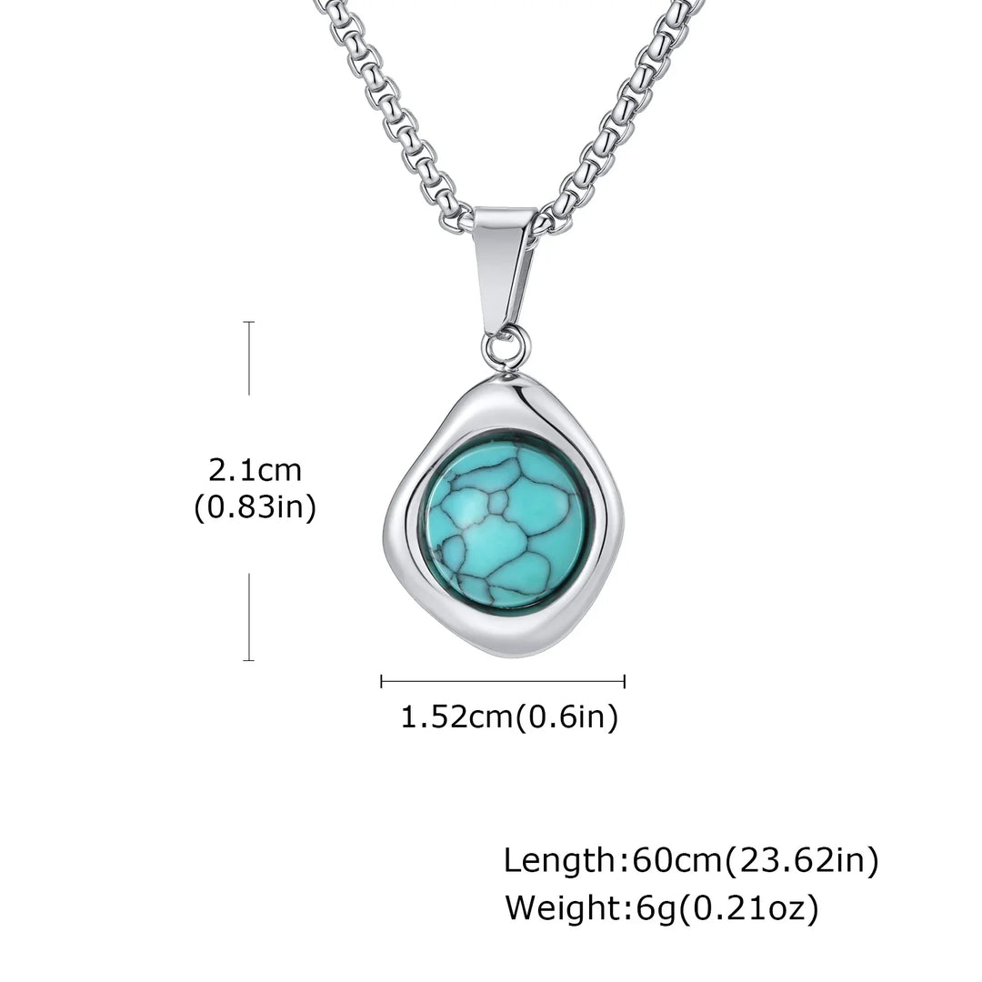Turquoise Stone Pendant Necklace Set