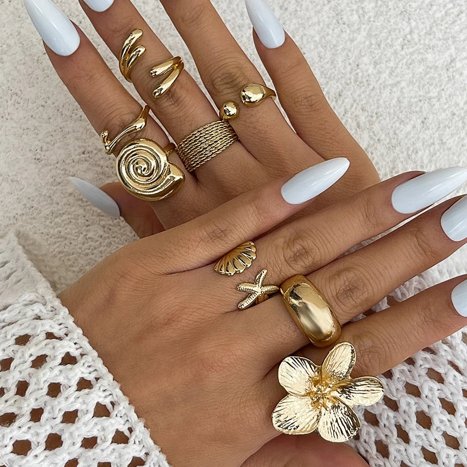 Vintage Flower Petal Ring Collection