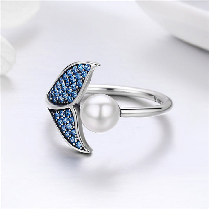 Ocean Whale Tail Pearl Ring