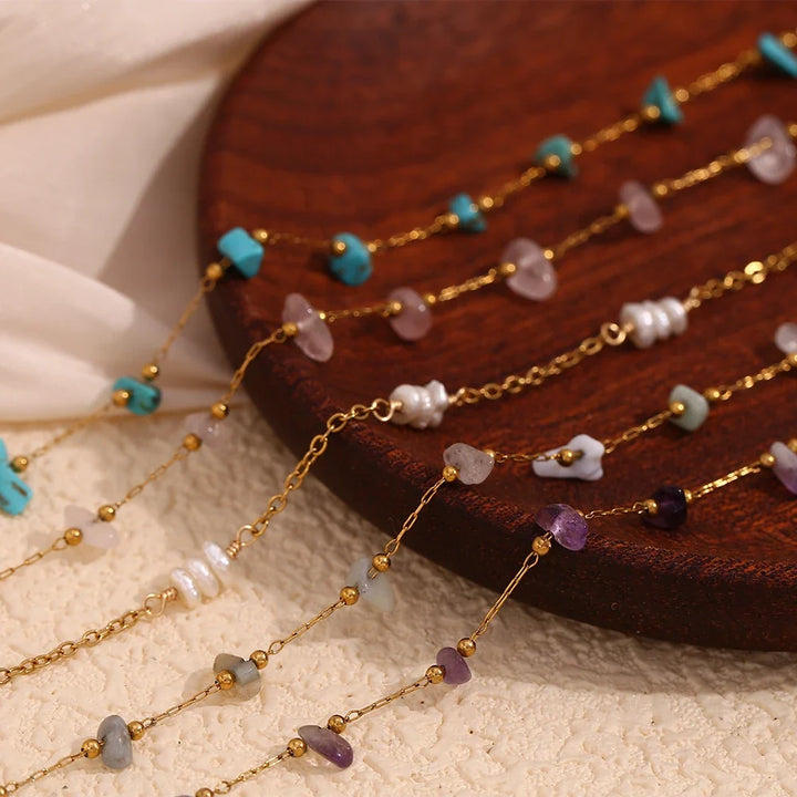 Natural Stone Gold Anklet