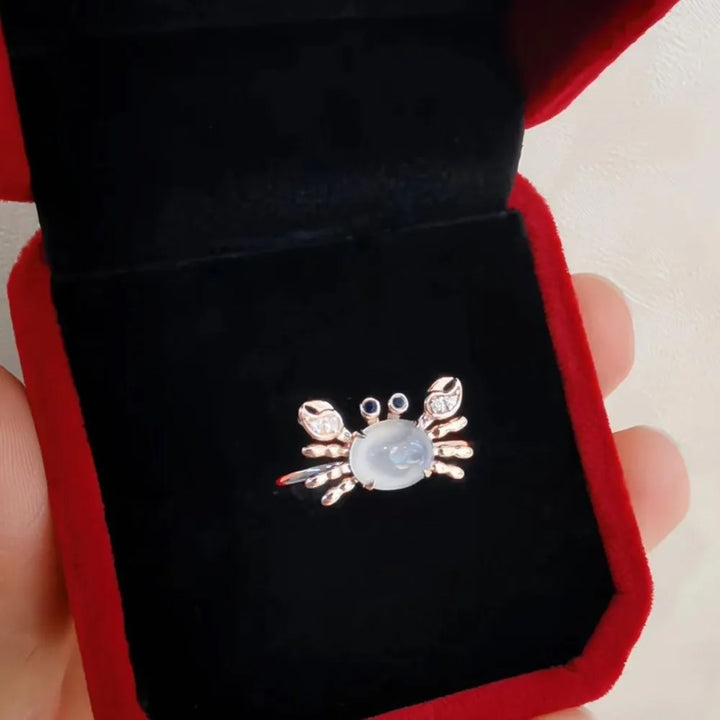 Ocean Crab Ring with Aquamarine Crystal
