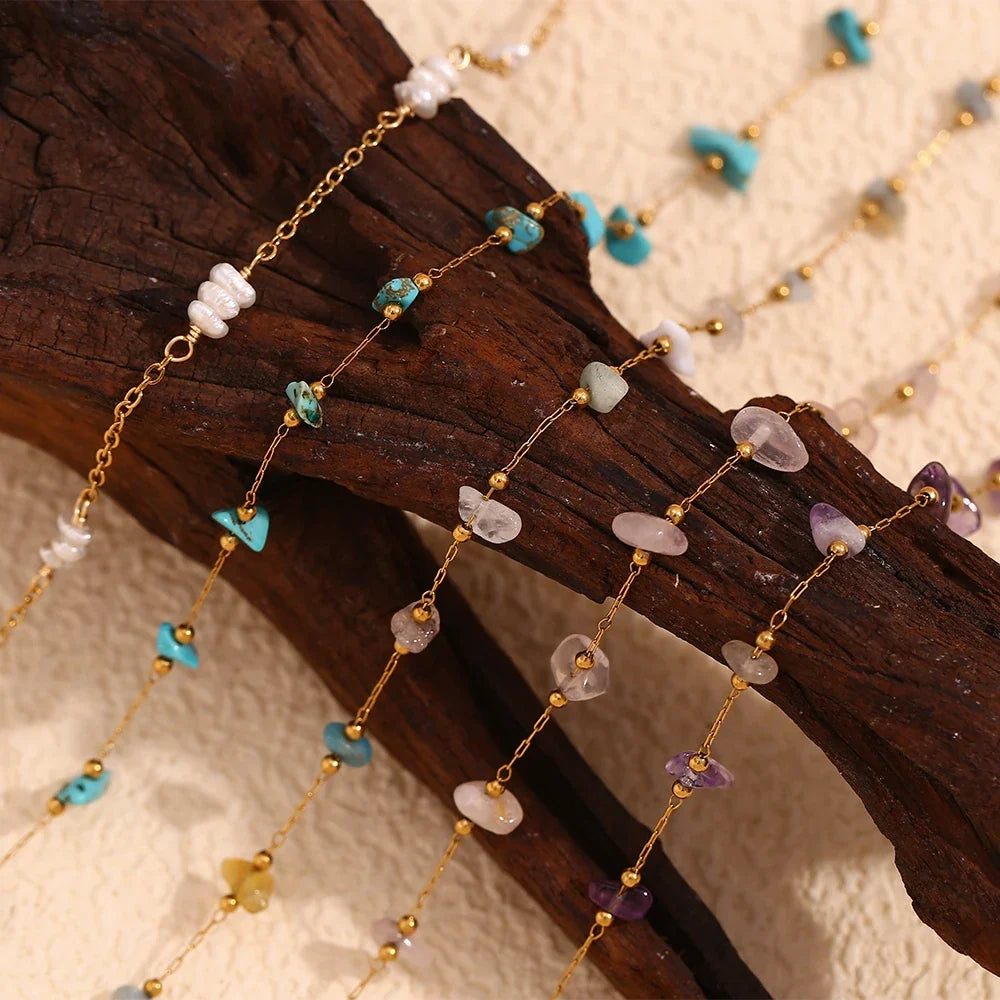 Natural Stone Gold Anklet