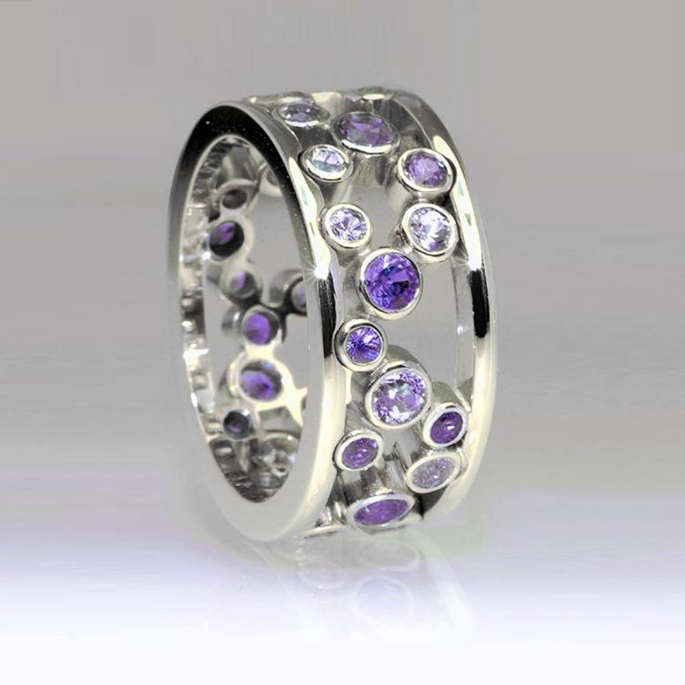 Hollow Blue Crystal Statement Ring