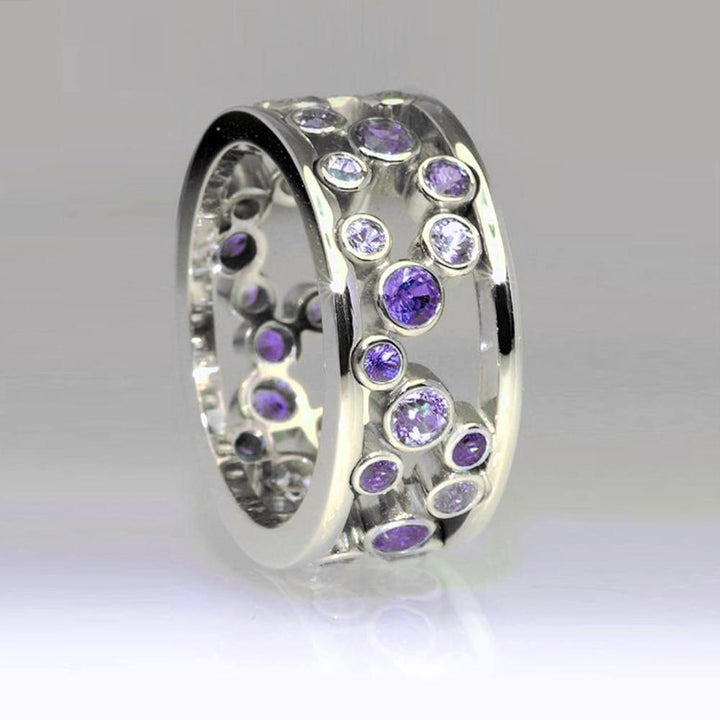 Hollow Blue Crystal Statement Ring