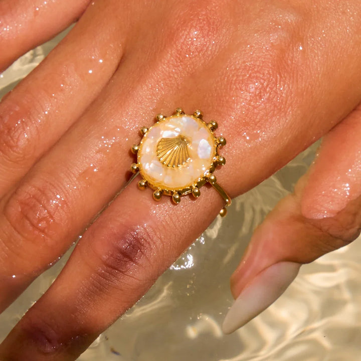 Ocean Starfish Shell Statement Ring